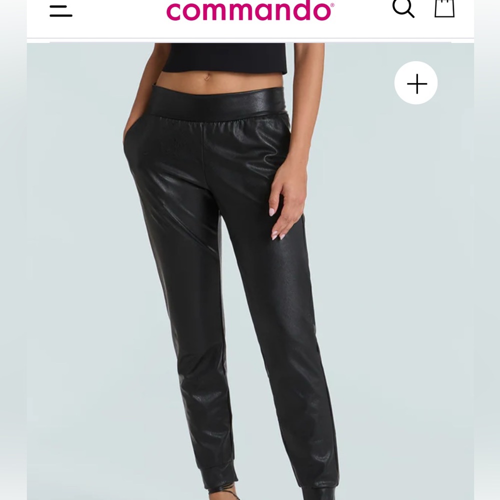 Black Faux Leather Joggers